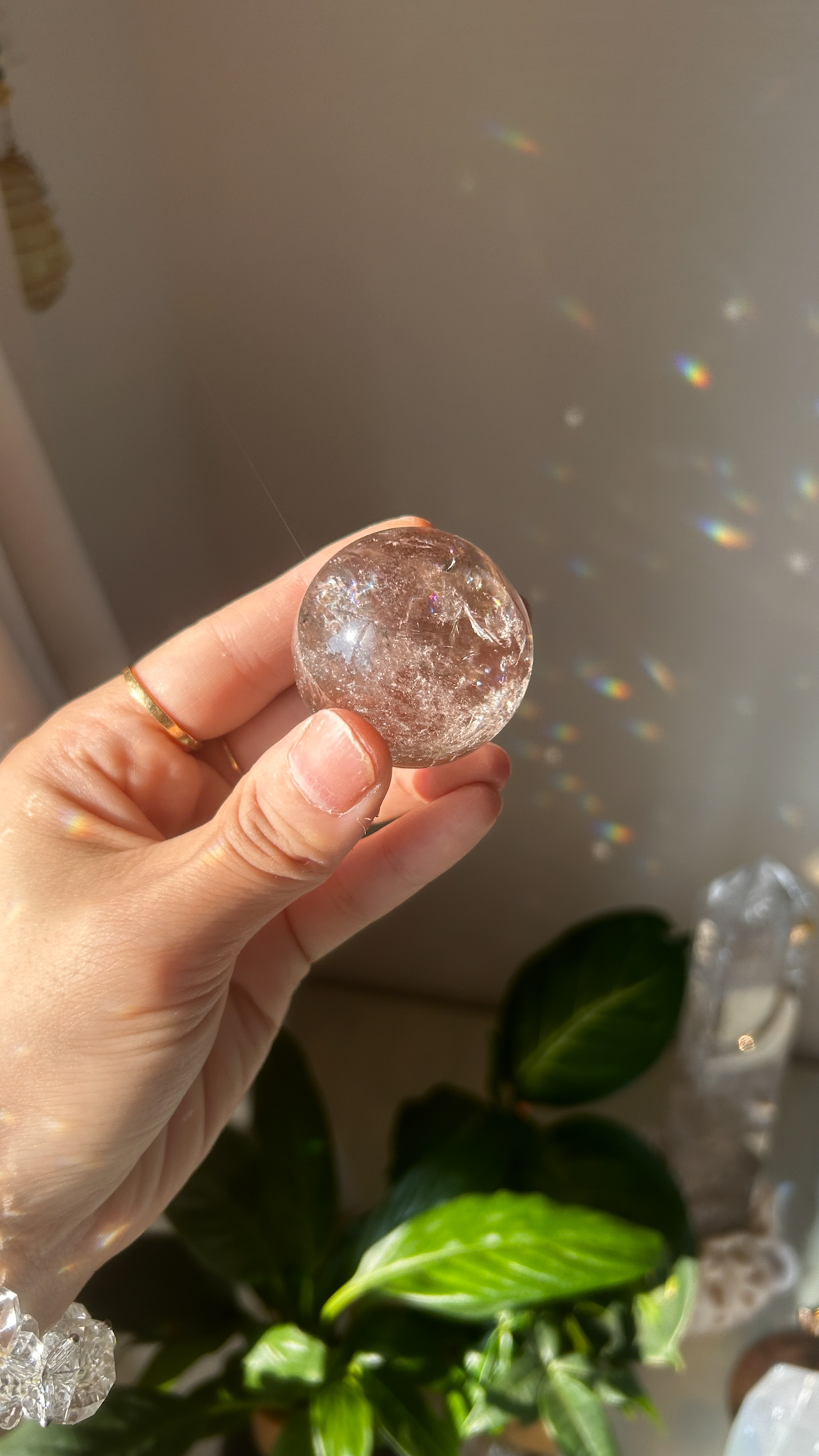 特価 非加熱スモーキー とっても美しい天然アイリススフィア(ブラジル)38mm 虹きらりん - 画像 (6)