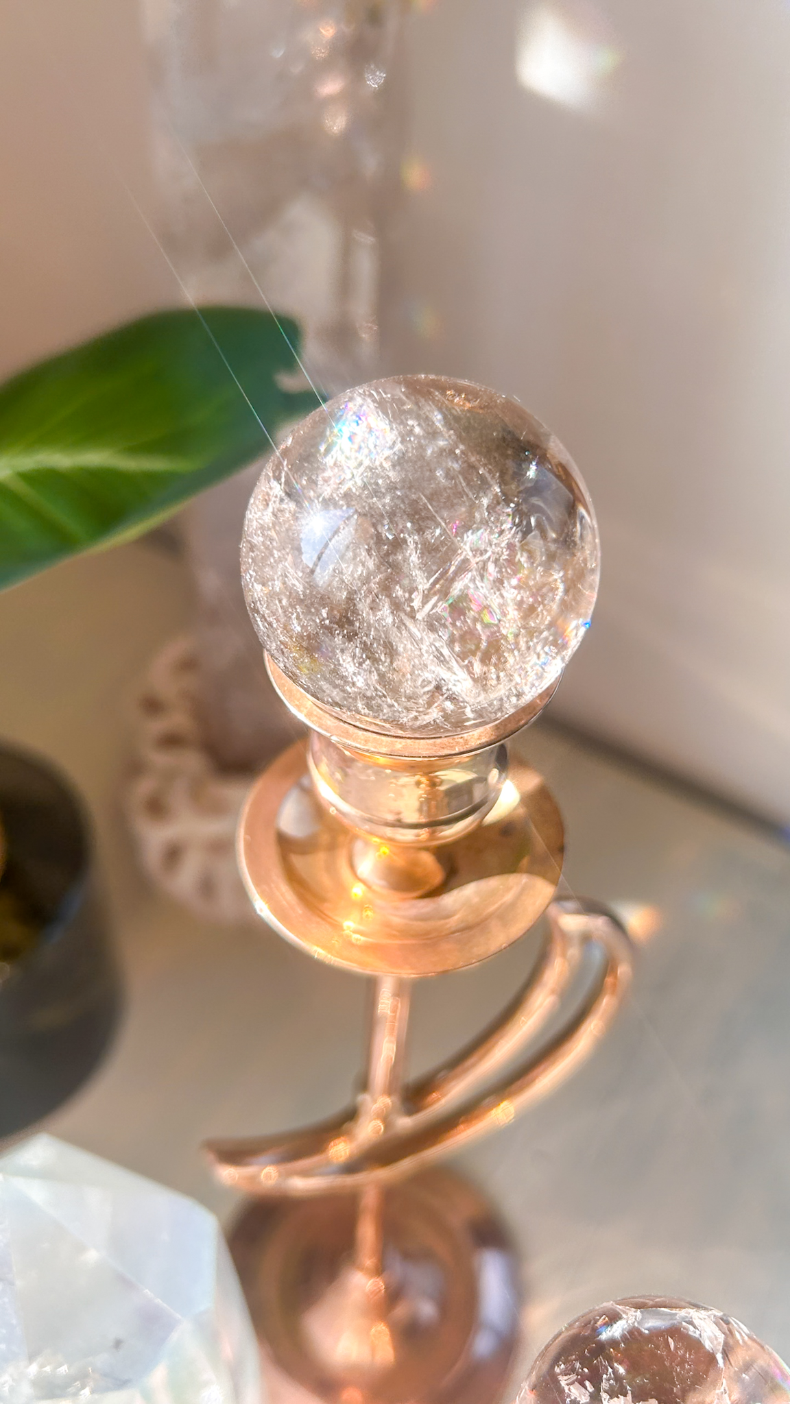 非加熱 天然レインボースフィア 淡いキラキラ(ブラジル)50mm - 画像 (5)