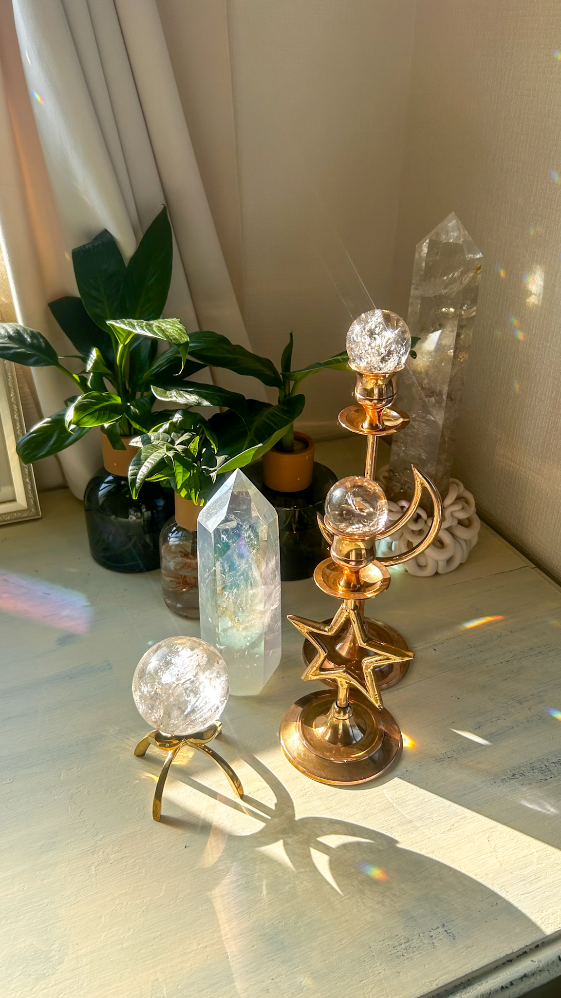 特価 非加熱スモーキー とっても美しい天然アイリススフィア(ブラジル)38mm 虹きらりん - 画像 (5)