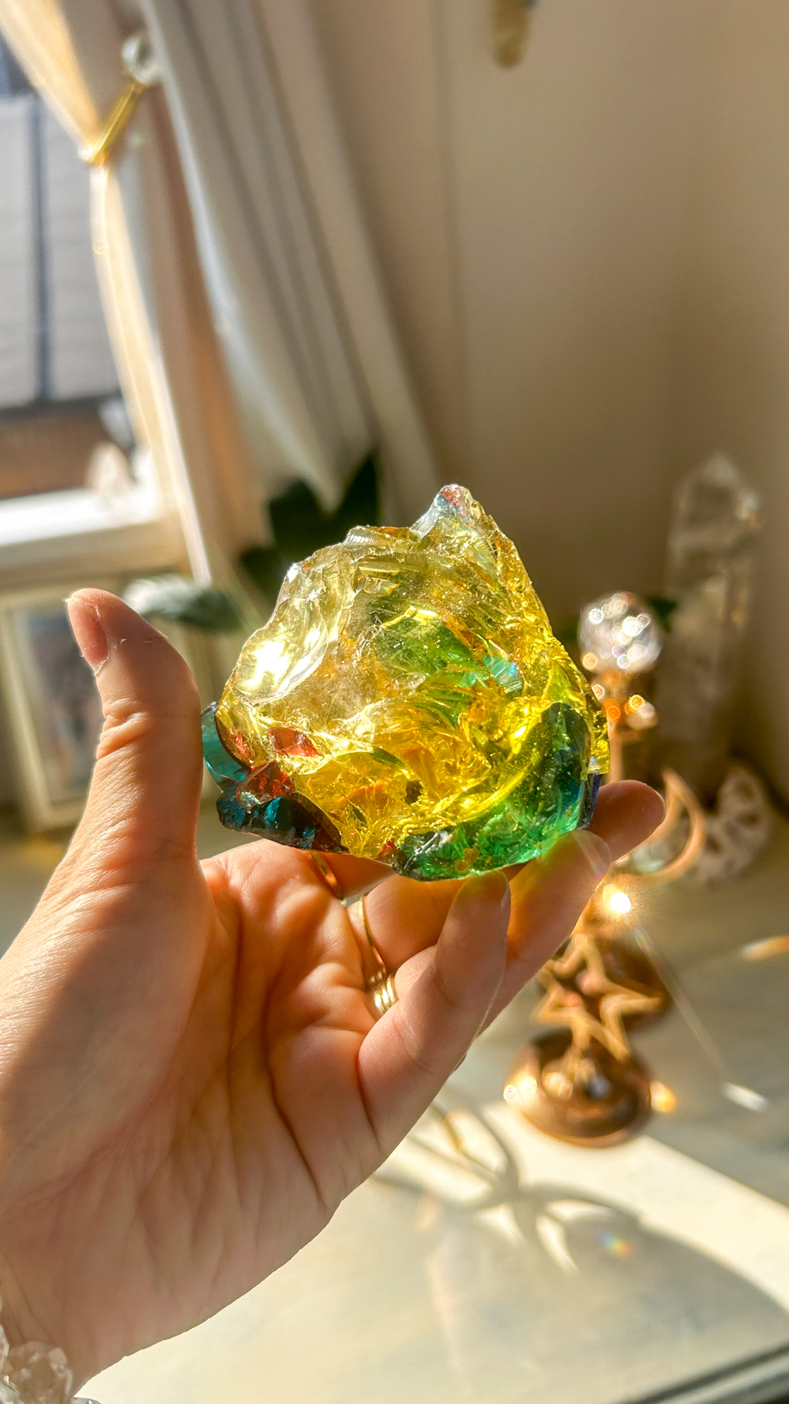 美しく極彩色・共鳴するマルチカラー ヘリオドールxイナンナxフォルテヴェリタスxレムリアンブルーxアンダラクリスタル(モナトミックガラス)XL - 画像 (2)