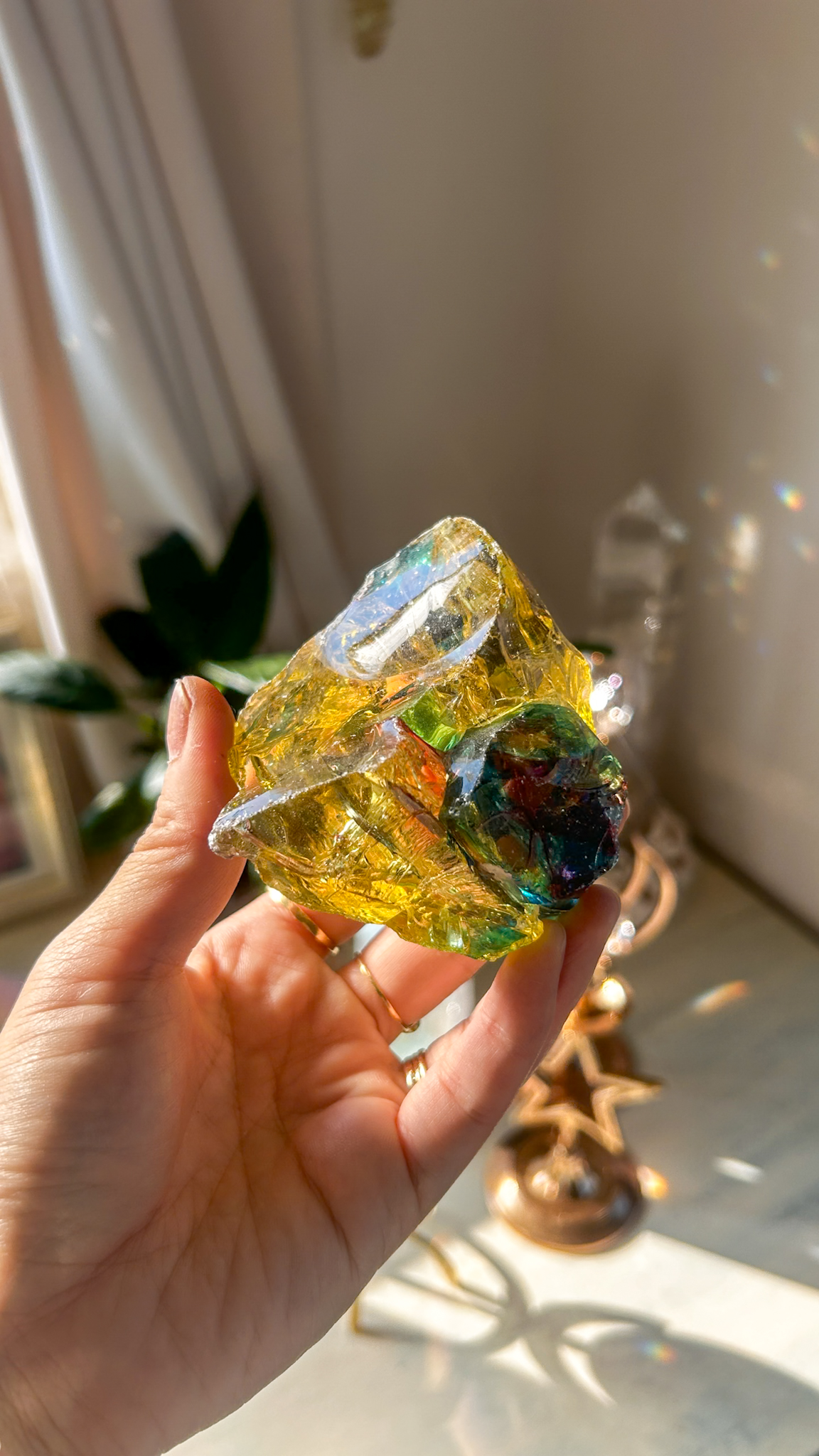 美しく極彩色・共鳴するマルチカラー ヘリオドールxイナンナxフォルテヴェリタスxレムリアンブルーxアンダラクリスタル(モナトミックガラス)XL - 画像 (3)