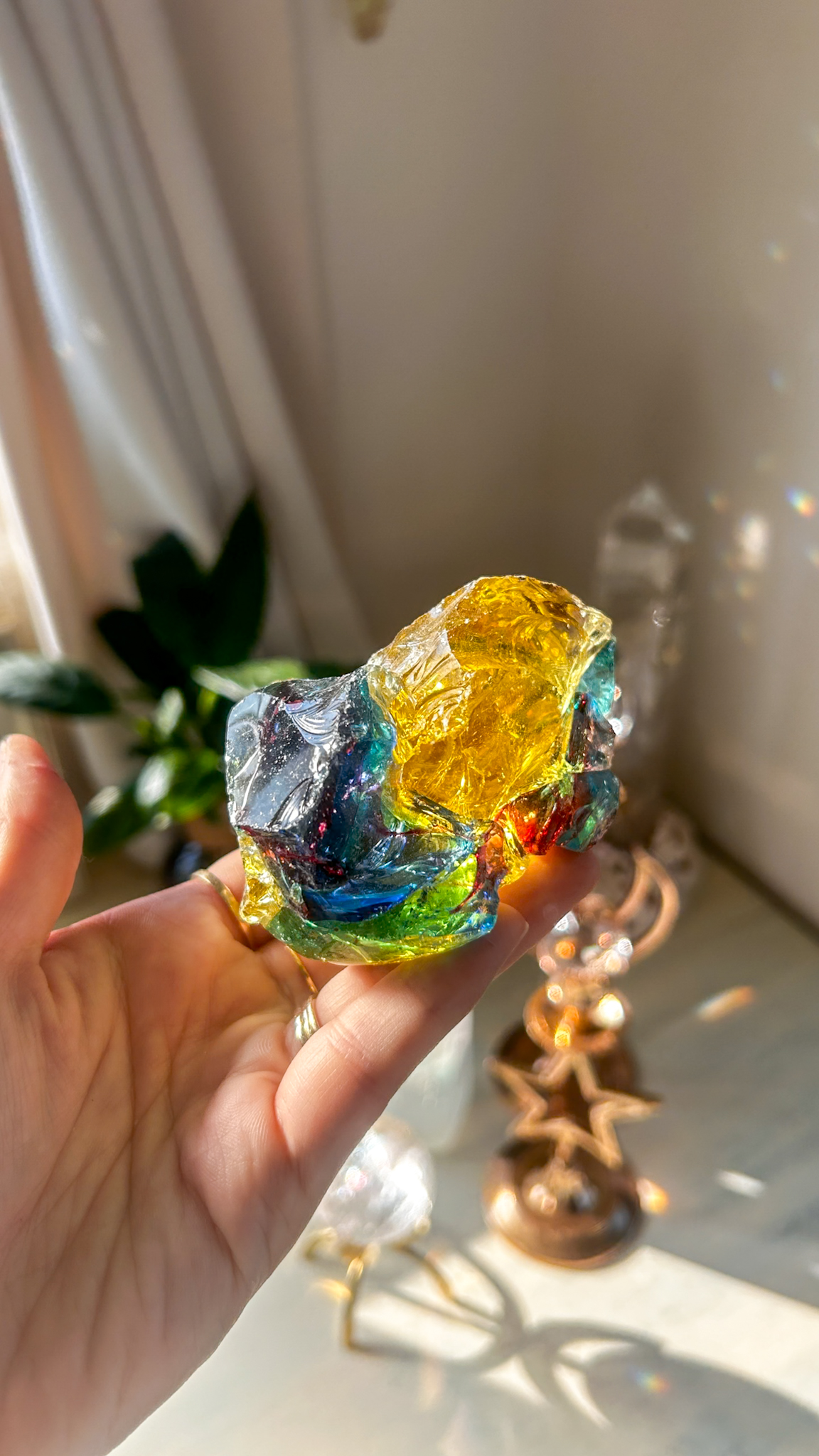 美しく極彩色・共鳴するマルチカラー ヘリオドールxイナンナxフォルテヴェリタスxレムリアンブルーxアンダラクリスタル(モナトミックガラス)XL - 画像 (4)