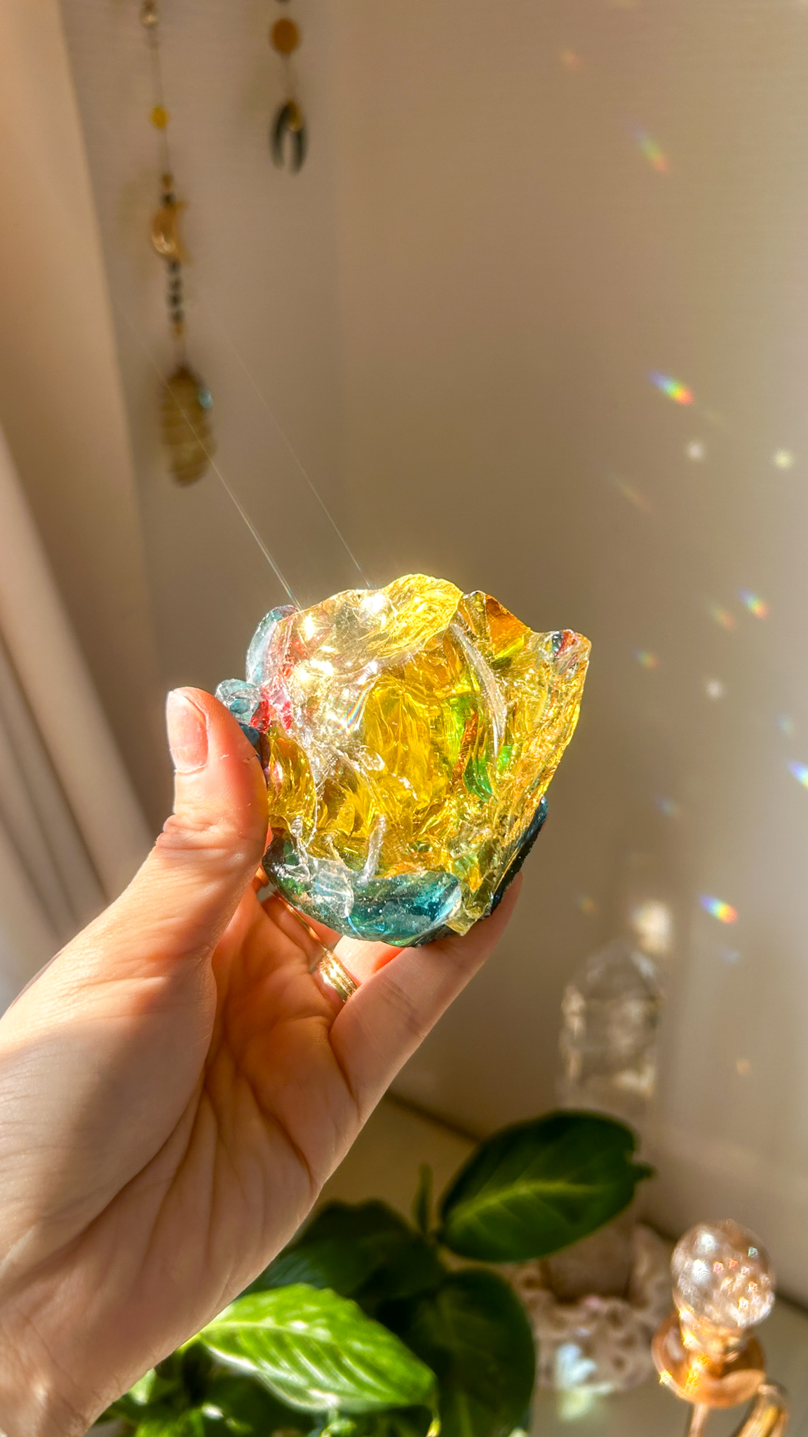 美しく極彩色・共鳴するマルチカラー ヘリオドールxイナンナxフォルテヴェリタスxレムリアンブルーxアンダラクリスタル(モナトミックガラス)XL - 画像 (6)