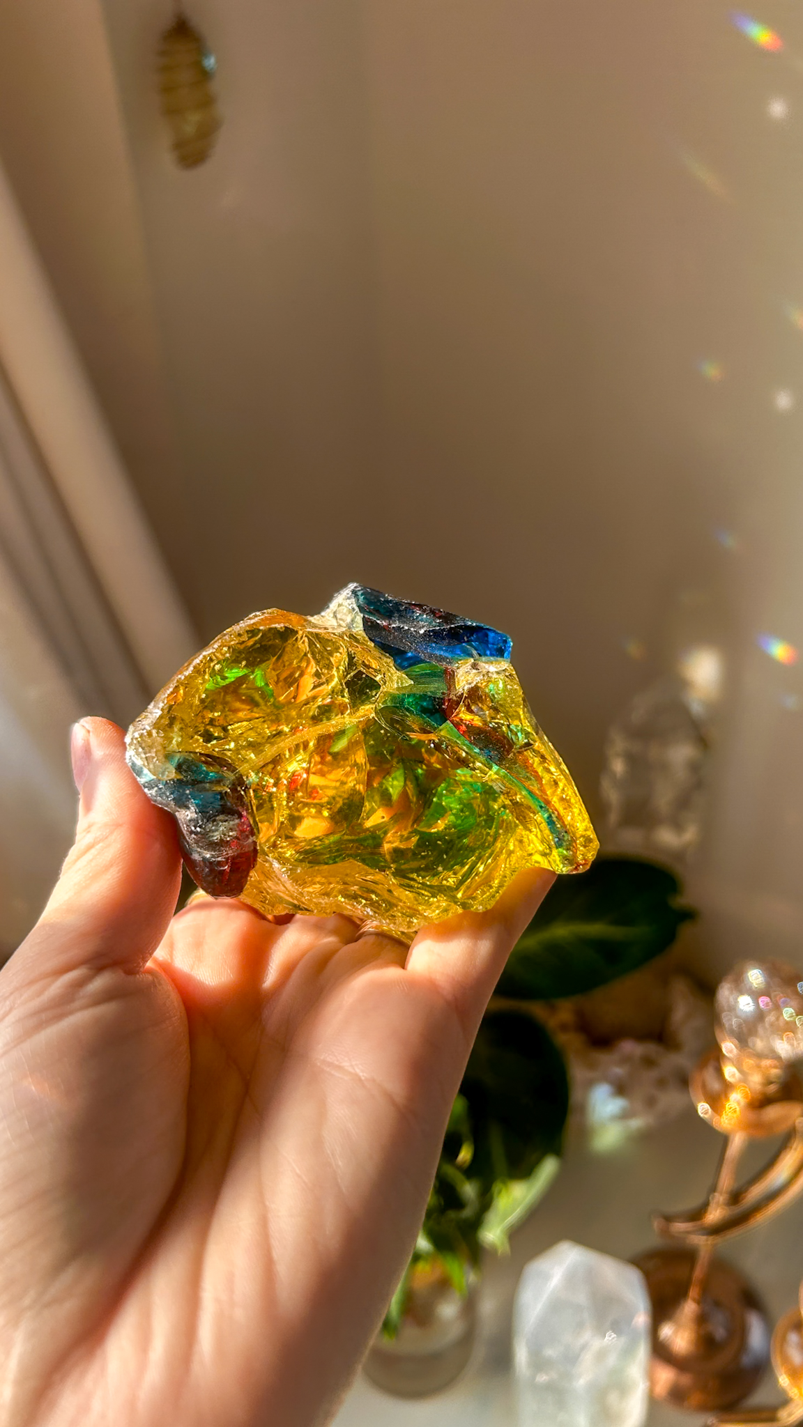 美しく極彩色・共鳴するマルチカラー ヘリオドールxイナンナxフォルテヴェリタスxレムリアンブルーxアンダラクリスタル(モナトミックガラス)XL - 画像 (7)