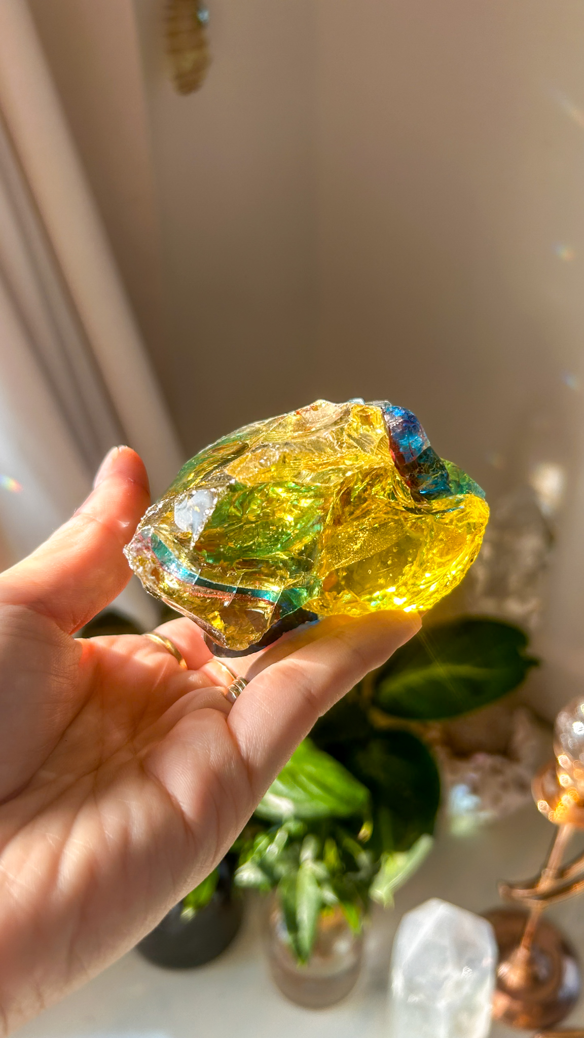 美しく極彩色・共鳴するマルチカラー ヘリオドールxイナンナxフォルテヴェリタスxレムリアンブルーxアンダラクリスタル(モナトミックガラス)XL - 画像 (8)