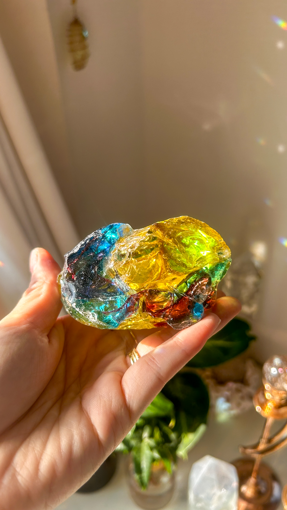 美しく極彩色・共鳴するマルチカラー ヘリオドールxイナンナxフォルテヴェリタスxレムリアンブルーxアンダラクリスタル(モナトミックガラス)XL - 画像 (9)