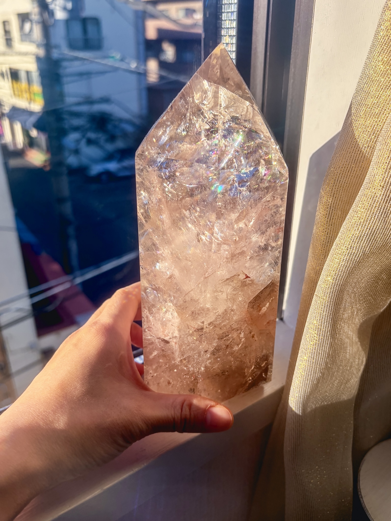 入手困難・世界でたった一つディープスモーキーピンク🩷最高品質ピンクアゼツライト特大タワー🌈の煌めき2.5kg高さ23cm! - 画像 (11)