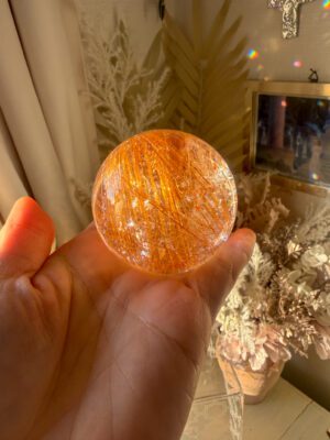 唯一無二・コレクションピース 🌟オレンジといゴールドのオーロラライモナイト✳️ ルチルスフィア